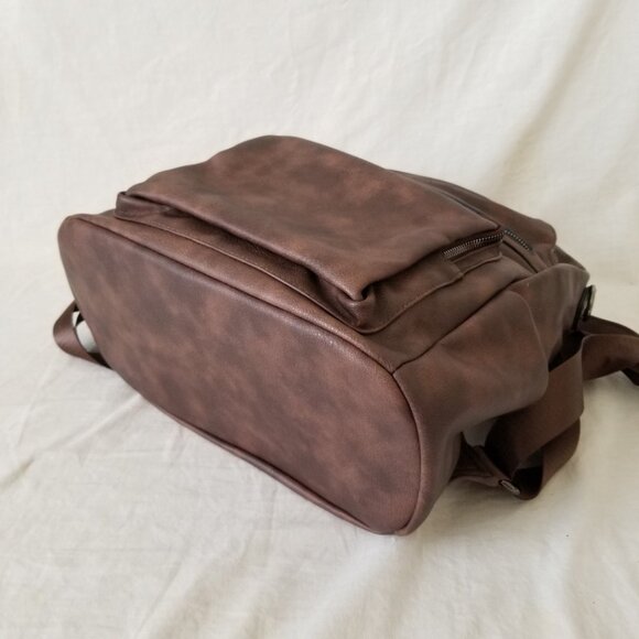 NWOT! Brown Faux Leather Backpack Tote Shoulder Bag with Tassel & Detach. Strap